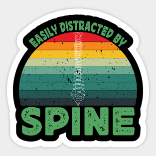 Easily Distracted by Spine Funny Chiropractic Therapist Sticker